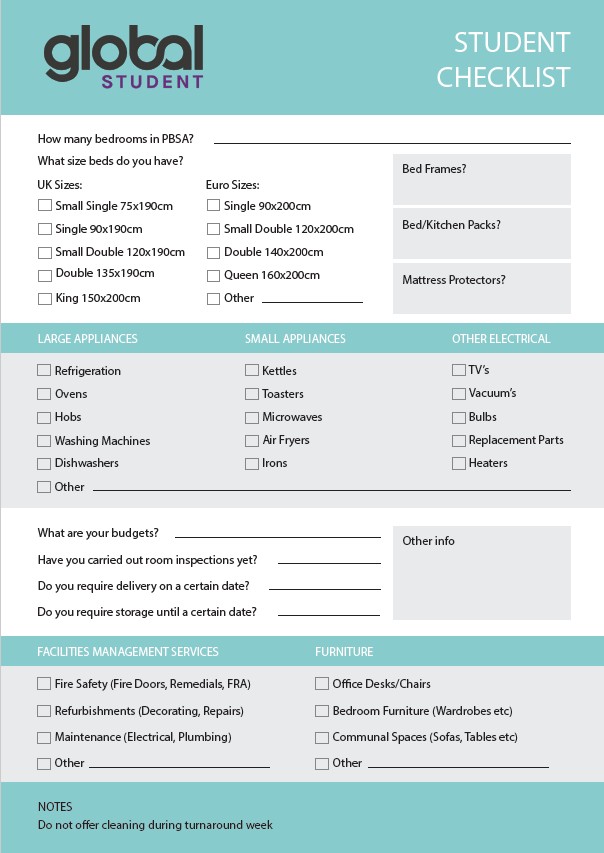 Global Student Checklist